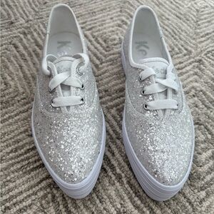 Keds Women's Sparkle Platform Sneakers - Silver Glitter & White